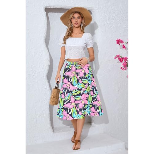 Image of Witsmile Women's Summer Pleated High Waisted Casual Flowy Skirt Pockets