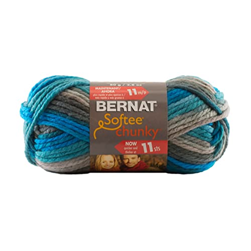 Image of Bernat Softee Chunky BB Deep Waters Ombre Yarn - 1 Pack of 10.5oz /300g - Acrylic - #6 Super Bulky - 275 Yards - Knitting /Crochet