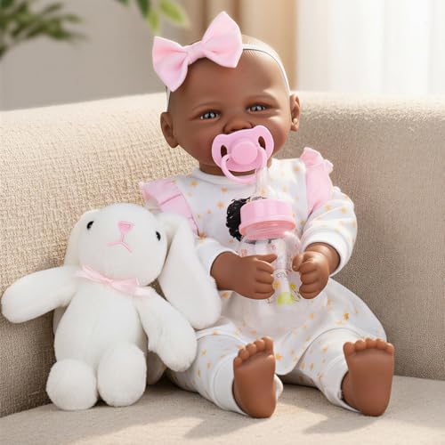 Muñeca Bebé Reborn Negra KSBD 17 Pulgadas con Accesorios miniatura 2