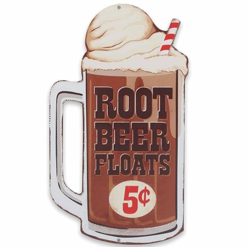 Root Beer Floats Metal Sign - Vintage Root Beer Float Diner Sign for Kitchen or Home Decor