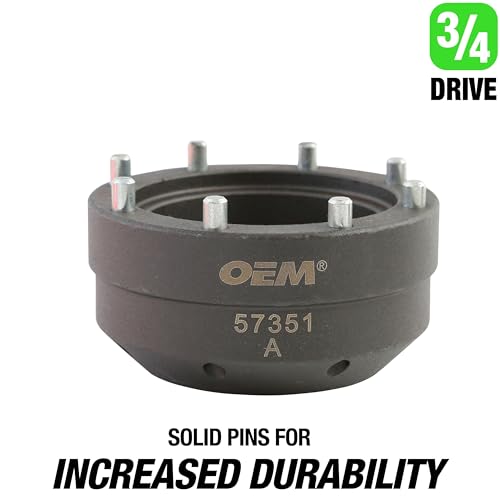 Image of OEMTOOLS 57351 8 and Toyota 4 Pin Hub Locknut Socket, Removes and Installs Locknuts on Tacoma, 4Runner, and T100 4WD, Sequoia, and Tundra 2WD, 1 /2 and 3 /4 Inch Drive, Solid Pin Design