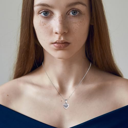 Silver Heart Necklace for Women - Hypoallergenic Dainty Silver Heart Pendant on Delicate Chain2