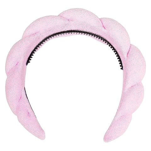 LADYAMZ Spa Headband for Women, Sponge Headband for Washing Face, Mimi and Co Spa Headband Makeup Headband with Non-slip Belt for Women Girls Fashion Hair Hoop Spa Yoga Makeup Skincare Shower(Pink) Cover