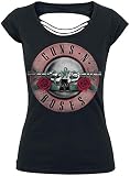  Guns N\' Roses Pink Bullet Mujer Camiseta Negro S, 100% algodón, Cut-Outs Ancho