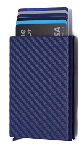 E Exenact Blue Pop-Up Wallet & Money Clip, **Minimalist**, Credit Cards Safe With Rfid Blocking And Metalic Clip Safely Holds Your Cash! Slim, Modern, Stylish Wallet New For 2022 #TOP11