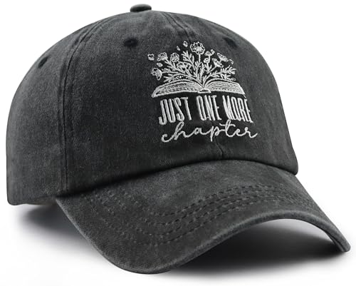 Image of Just One More Chapter Hat for Men Women, Cute Adjustable Cotton Embroidered Book Lovers Baseball Cap
