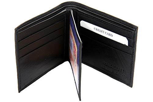 Men's Leather Bifold 9 Credit Card Slots Wallet 3.5x4.5 inches