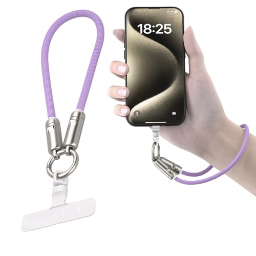 TOP-UP Hand Wrist Lanyard 1ft (30cm) Universal Cell Phone Strap with Built-in 240W USB C Charging Cable & Data Transfer Durable Rope Travel Essentials for iPhone 17/16 & Smartphones (Purple)