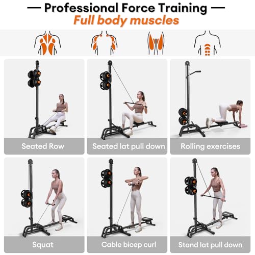 image for ONETWOFIT Foldable Rowing Machine & LAT Pull Down Machine 2 in 1 Multi