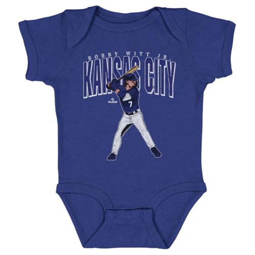 500 LEVEL Bobby Witt Jr. One-Piece Infant Bodysuit - Bobby Witt Jr. Kansas City Big Time WHT (Royal Blue, 18M)