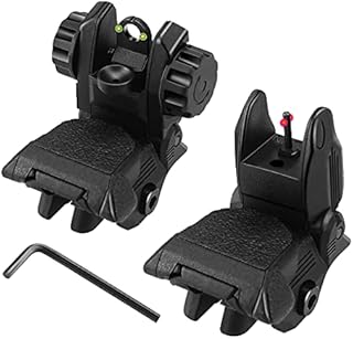 MAGORUI Flip Up Sights, Flip-up Front and Rear Fiber Optics Sight with Red and Green Dots Compatible with Picatinny and Weaver Rail