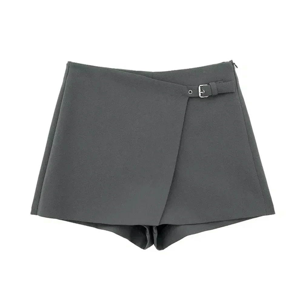 gonne da Donna Gonna Corta Asimmetrica Femminile, Gonna Corta con Cerniera Ad Alta Vita con Fibbia per Donne-Come Picture_a-m