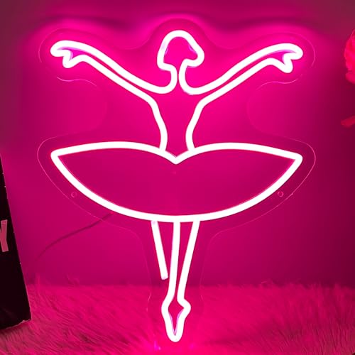 Image of Ballet Girl Neon Sign Let's Dance Neon SIgn Dancing Girl LED Neon Light for Wall Decor Light up Sign for Bedroom Dance Room Gym Room Balllet Studio Ideal Birthday