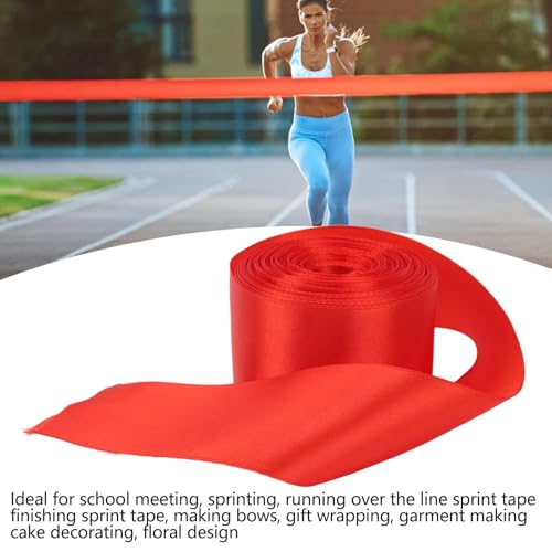 equlup Sprint-Zielband, 20 m Lauf-Zielschnur Satinband Geschenkpaket Draht Polyester-Baumwolle Sprint-Renn-Ziellinie Satingürtel Für Laufrennen, Schulbesatz