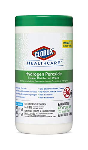 Image of Clorox Healthcare Hydrogen Peroxide Cleaner Disinfectant Wipes, 6.75 inch x 9 inch, 95 Count (Package May Vary)