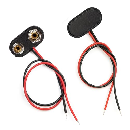 9V Battery Connector, 2 PCS T-Type 9 Volt Buckle Connector Hard Plastic Shell Used in Student Experiment, or Other Equipment with Battery (T-Type)