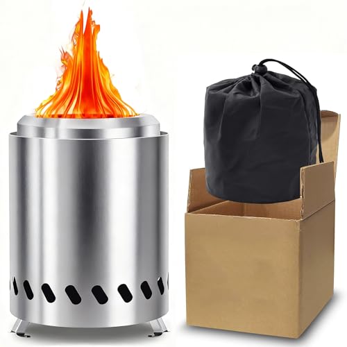 Portable Smokeless Table top Fire Pit, Stainless Steel Fire Bowl with Travel Bag, Outdoor Table Fire Pit for Tabletop Use in Camping, Backyard, and Garden