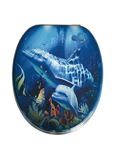 ADOB Design WC Sitz Klobrille Toilettendeckel Delphin, Holzkern,...