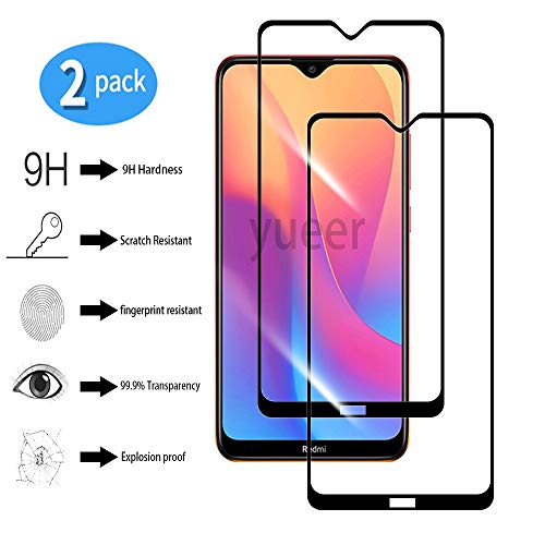 yueer [2 Piezas Redmi 8A Protector de Pantalla,[ 9H Dureza ][Alta Definicion] Cristal Templado Redmi 8A-Negro
