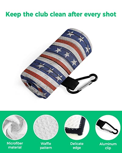 Red Blue Star Stripes Golf Towel,Funny Golf Towel For Golf Bags Disc With Clip,Personalized Microfiber Waffle Golf Club Towel Accessories Gift For Men/Women/Dad/Mom/Grandpa Farmhouse Independence Day #TOP3