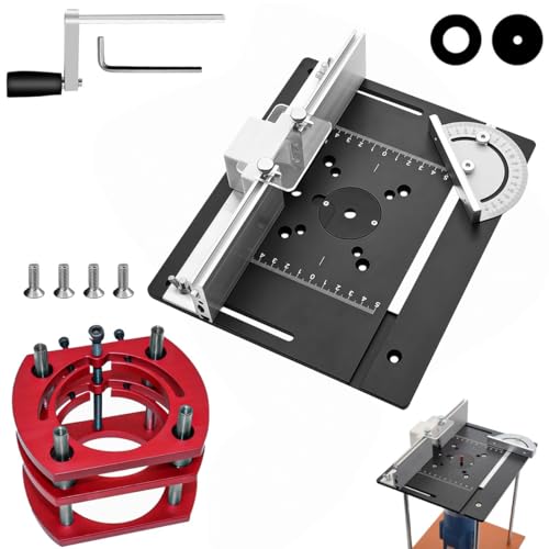 Table Defonceuse a Bois mit Plaque D'insertion Défonceuse, Plaque Lift Base Support Levée Maximale 51mm, Défonceuse Sur Table Aluminium pour Moteurs avec 64 à 65 mm de Diamètre (Noir)