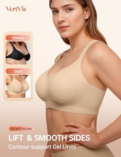 Vertvie Bras for Women No Underwire Wireless Push Up Seamless Full Coverage Comfort Sports Everyday Bra Regular & Plus Size3
