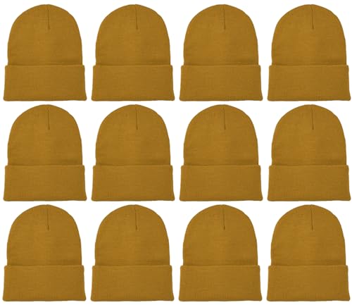 Gelante Unisex Beanie Cap Knitted Warm Solid Color and Multi-Color Multi-Packs.2040-12Ginger
