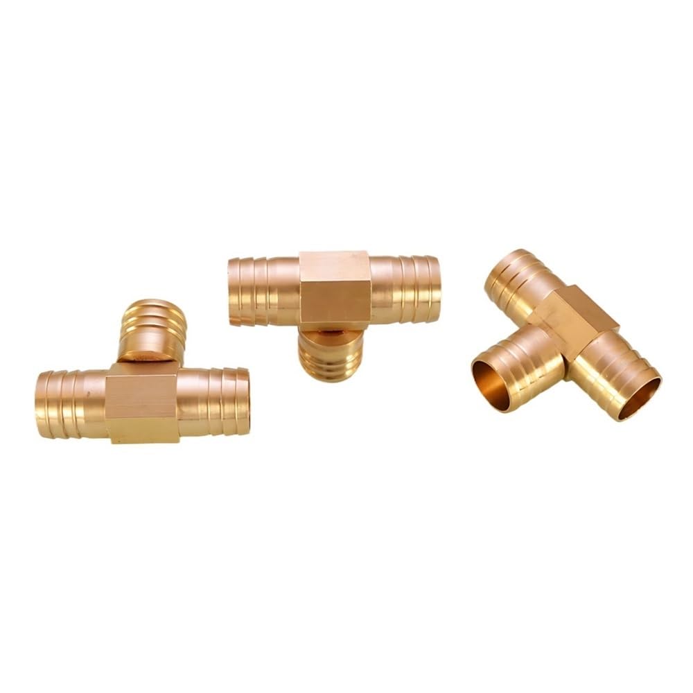 20 conectores de púas de latón en T de 3 vías for manguera, for tuberías de agua y transferencia de fluidos de laboratorio.(10mm)