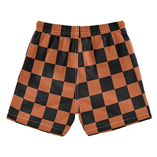 Black Orange Checkered Boys Swim Trunks Buffalo Check Plaid Toddler Beach Board Shorts Baby Summer Bathing Suit 3T2
