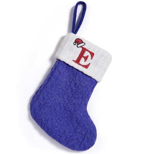 Abandi Bas de Noël Tricot Câble, 8 pouces, Bleu E