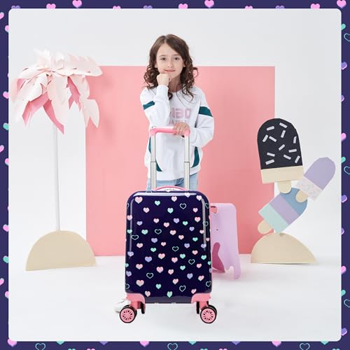 Image of Kids Luggage with Spinner Wheels Carry on Suitcases for Girls 2 Piece Luggage Sets 16 inch Toddler Suitcase for Kids Rolling Suitcase Airline Approved
