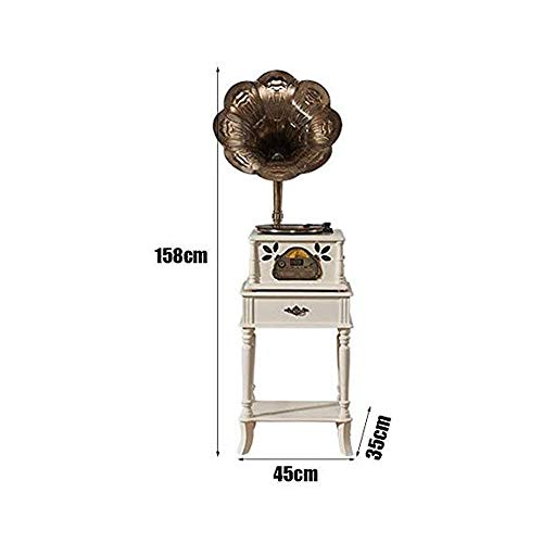 WSMLA Antique Big phonographe Turntable Wireless Speaker, avec entrée auxiliaire, Radio FM, Gramophone Rétro Style (Couleur: Marron, Blanc) - Les Beatles, Paul McCartney, John Lennon, RIngo Starr, George Harrison WSMLA Antique Big phonographe Turntable Wireless Speaker, avec entrée auxiliaire, Radio FM, Gramophone Rétro Style (Couleur: Marron, Blanc) – Image 4