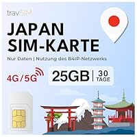 travSIM SIM Karte Japan | 30 Tage - 25GB Daten SIM | 5G/4G Hochgeschwindigkeitsdaten | Japan SIM Karte, für unbegrenzten Internetzugang für Google, Facebook, Whatsapp, Instagram und mehr