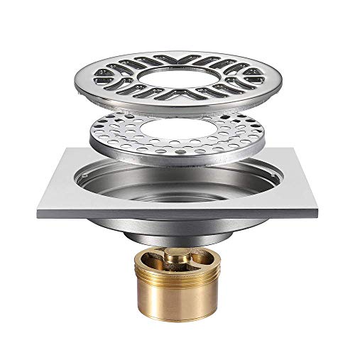 Drain de sol en laiton chromé 4 pouces avec grille amovible pour douche chic