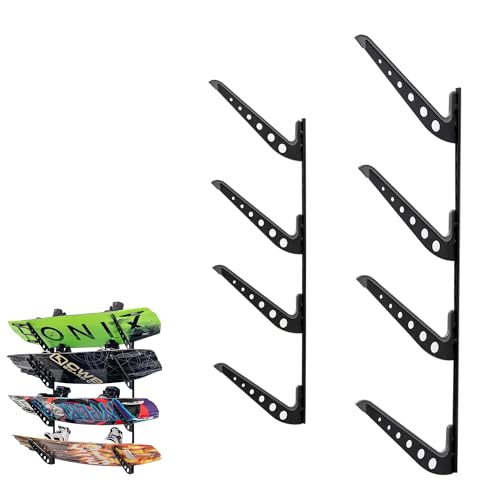 StoreYourBoard Adjustable Wakeboard Storage Rack – Wall Mount 4 Level Display, Heavy Duty Water