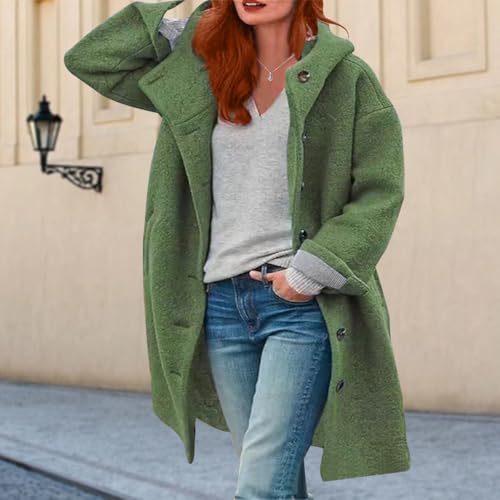 ZOCAVIA Women's Wool Blend Long Hooded Pea Coat Winter Solid Mid Length Single Breasted Overcoat Casual Jacket with Pockets4