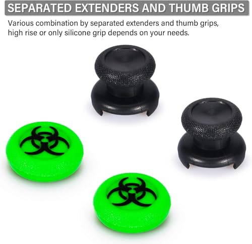 Image of FPS Thumbstick Extender & 3D Texture Rubber Silicone Grip Cover 2 Sets for Xbox Series X /S & Xbox One Controller(BioH Green)