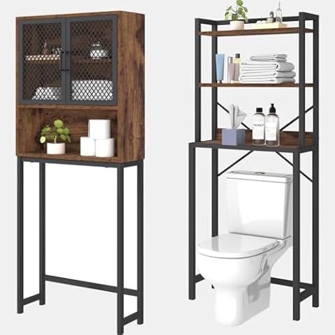 Launica Over Toilet Bathroom Organizer and Bacthroom Shelf Over Toilet，Rustic Brown Cover