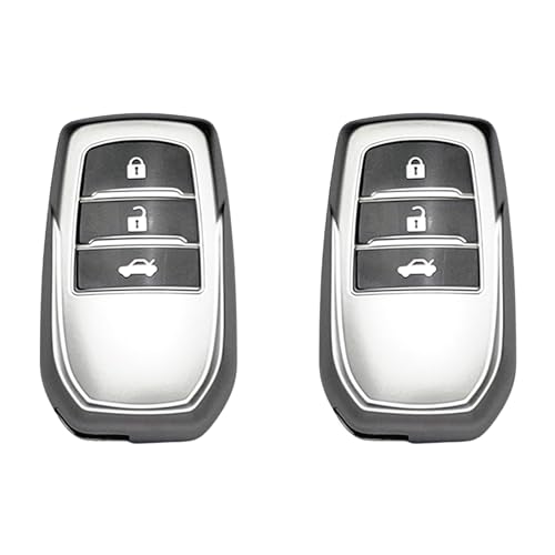 Image of SIAGO Premium TPU Key Cover Compatible with Toyota Fortuner | Fortuner Legender | Innova Hycross 3 Button Smart Key (Grey Pack of 2)