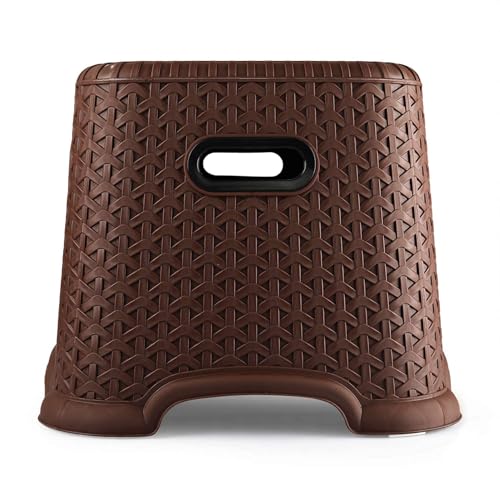 Image of LuxuryBase Stool for Kitchen Bathroom,10.62 inch (Brown) | Classic, Perfect Posture, Plastic, Pack of 1 pcs