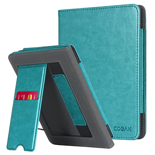 Image of CoBak Case for Ereader - Durable PU Leather Cover with Auto Sleep Wake, Card Slot, Hand Strap Feature - Fits Kindle Paperwhite 11th Generation 6.8 inch Signature Edition 2021 Released, Floral Damask