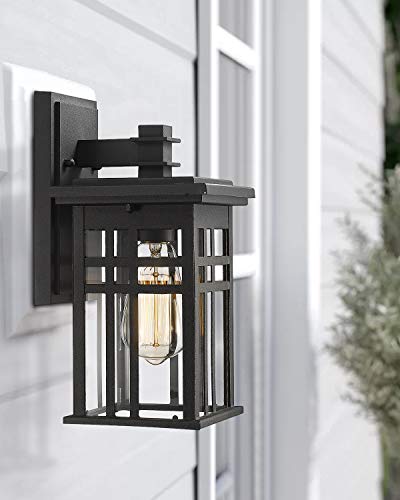 Image of zeyu 12-Inch Outdoor Wall Lantern, Black Aluminum, Clear Glass, 20068B1