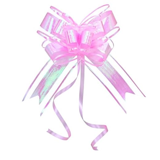 WEWILUCK Laço grande para presente - laços rosa iridescentes para embrulho de presente, cestas de presente, laços de presente para mulheres, festa, dia dos namorados e mais (15 cm, 10 peças)