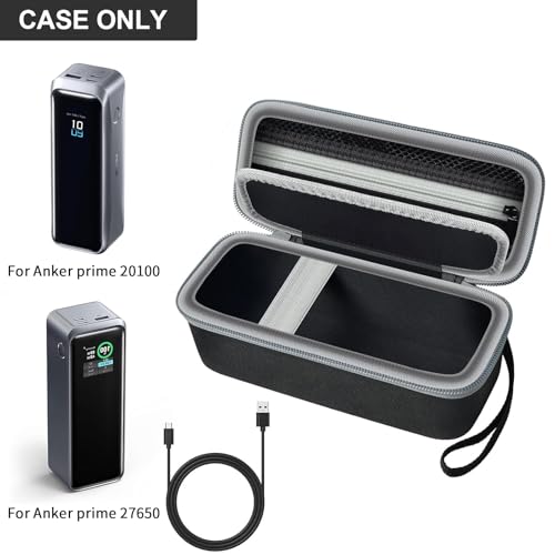 Case Compatible with Anker Prime Power Bank 27,650mAh 3 Ports 250W Portable Charger Battery Charging Station Travel Storage Stand for USB-C Chargers (Case Only)