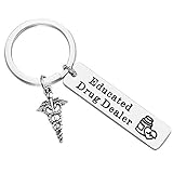Ciyumu Pharmacist Gift Keychain for Educated Drug Dealer Funny Sarcastic Keyring Pharmacy Tech Pharmacy Nurse Keychain for Pharma Med School Graduation Christmas Birthday Gift for Pharmacist