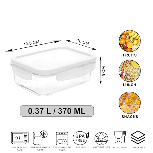 Image of Cutting EDGE 370ml Rectangular Borosilicate Glass Food Container (Set of 2)