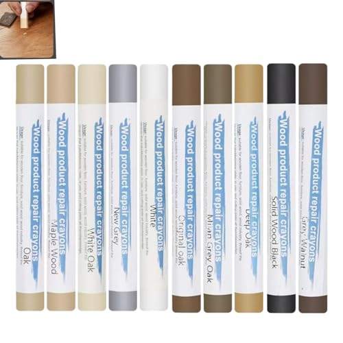 Zpeiran Kit de Réparation Stratifié,10 pièces Kit Réparation Parquet et Bois,Crayons Cire Réparation Meubles et Stylos Retouche,Bâton de Remplissage pour Rayures Trous sur Plans de Travail,Sols