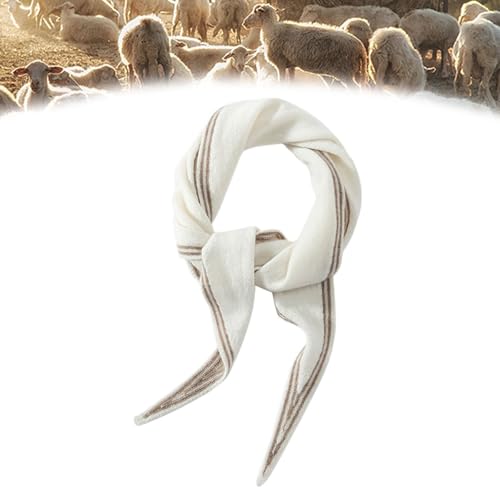 100% Cashmere Triangle Scarf for Women Winter, Wool Scarf Neck Warmer, Warm Triangle Shawl, Womens Long Soft Scarf(White)