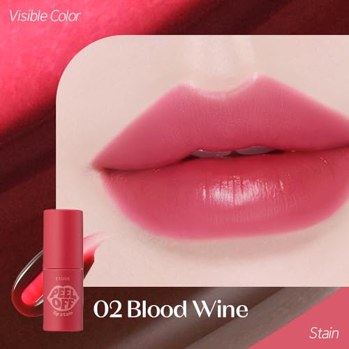 Image of ETUDE Dear Darling Peel Off Lip Stain (Blood Wine) - Teen girl gifts, Hydrating Hydrogel Tint, Fruity scent, Long Lasting & Waterproof, High Pigment, Easy Peel Off, All‑Day Color Lip Tattoo