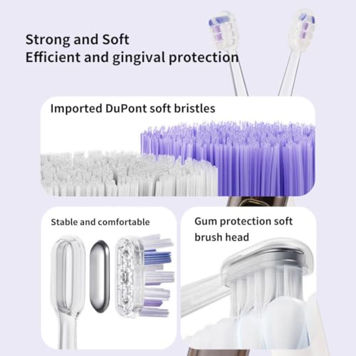 Image of AUSHA Smart Oscillating Electric Toothbrush with Interactive Display, 4 Brushing Modes, 60-Day Battery, Type-C Fast Charging, DuPont Soft Bristles, IPX7 Waterproof, 3 Brush Heads